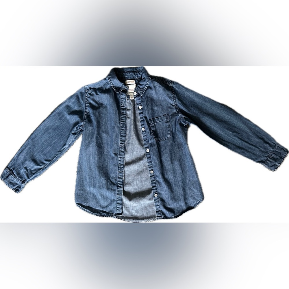 Cat & Jack Long Sleeve Denim Button Down - Picture 2 of 6